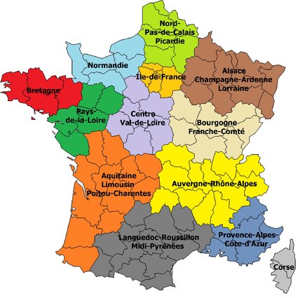 Découpage des régions